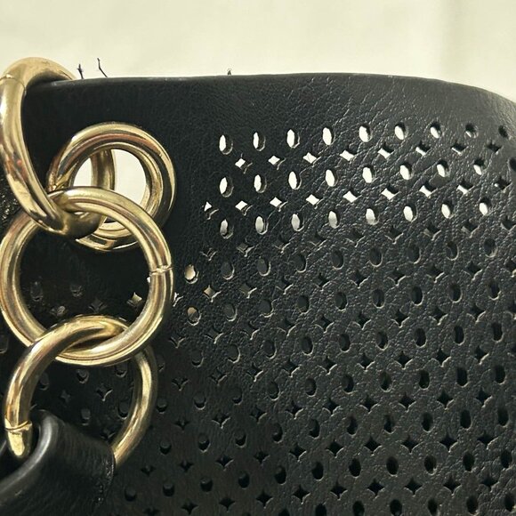Mossimo - Black Perforated Leather Tote Bag with Shoulder Straps - Picture 4 of 4